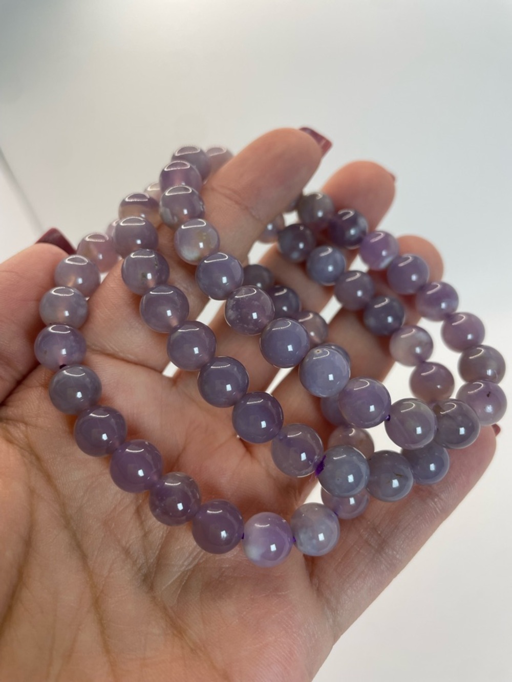 ONE Purple Agate Beaded Stretch Bracelet - 8mm (0105)